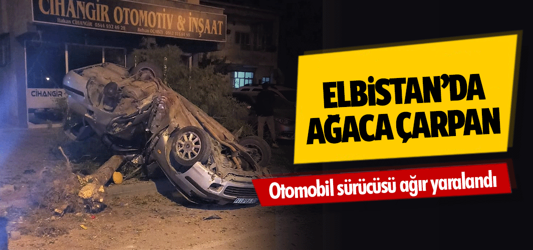 Elbistan’da Ağaca Çarpan otomobil sürücüsü ağır yaralandı